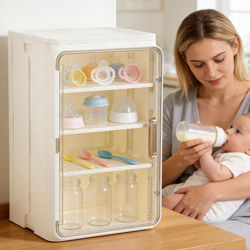 Wenceda 3/4 Countertop Baby Bottle Organizer, Tier Bottles Storage Organizer, Baby Bottle Drying Rack for Bottles