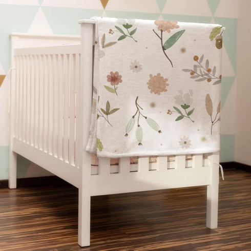 Baby Boho Floral Receiving Blanket 30x40 - Soft Flannel Swaddle Blanket for Boys Girls with Greenery Flowers Leaves