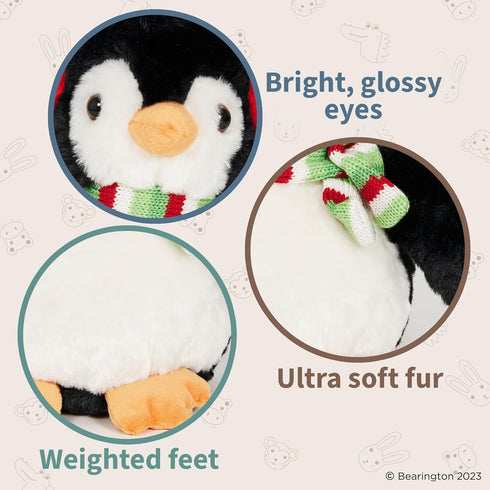 10 Inch Christmas Penguin Plush - Bearington Mr. Flurry Plush Penguin Stuffed Animal