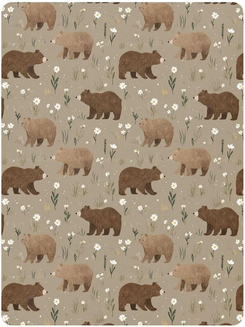 miaozhen 1 Pack 52x28 Cotton Crib Sheets for Baby Boys Girls Comfy Breathable Naughty Grassland Brown Bear Playard