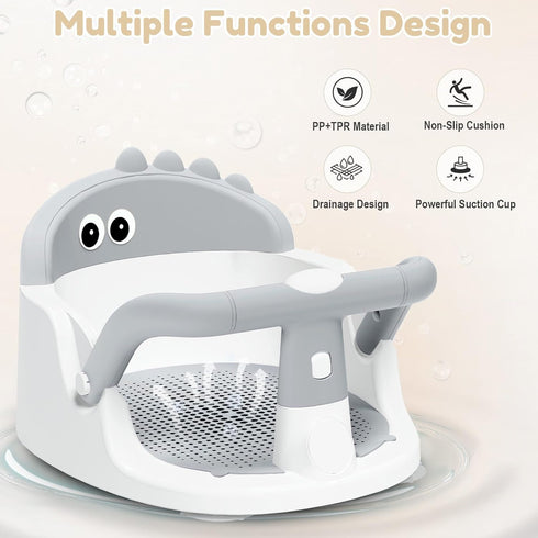Lerrutue 6 Baby Bath Seat for Babies Months & Up Sitting Up, Non-Slip Baby Bath Chair with Suction Cup, Safe