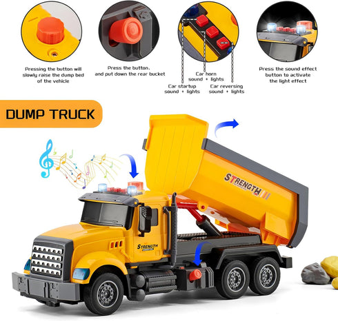 LerBao 2 Pack 3 4 5 6 7 8 Large Construction Engineering Truck Toys,Moveable Claw Excavator & Lifting Back Dump Truck