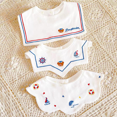 3 Pack 360° Rotate Pure Cotton Baby Bibs, Adjustable Muslin Bibs for Teething and Drooling, Unisex for Toddlers