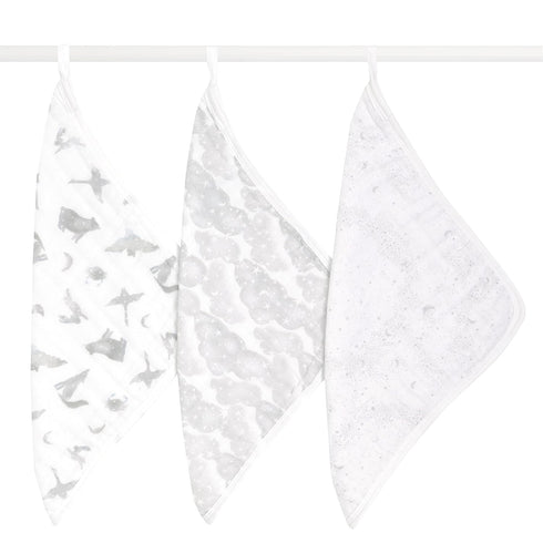 aden + anais Organic Oversized Washcloth 3-Pack, Super Soft 100% Organic Cotton