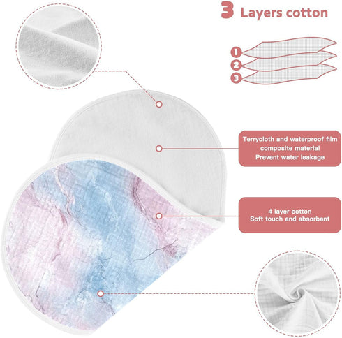 decor gift 4 Pack 22x11in Cotton Newborns Burp Cloths Breathable Pink and Light Blue Marble Texture Baby spit up Rags