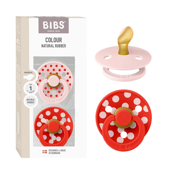 BIBS Polka Dots Pacifier 2-Pack, BPA Free Pacifiers with a Anatomical Latex