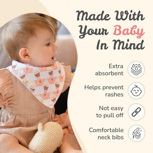 The Wee Bean Organic Cotton Bandana Bibs 2pcs Set - Baby Bandana Drool Bibs for Boys Girls Unisex, Teething and Drooling