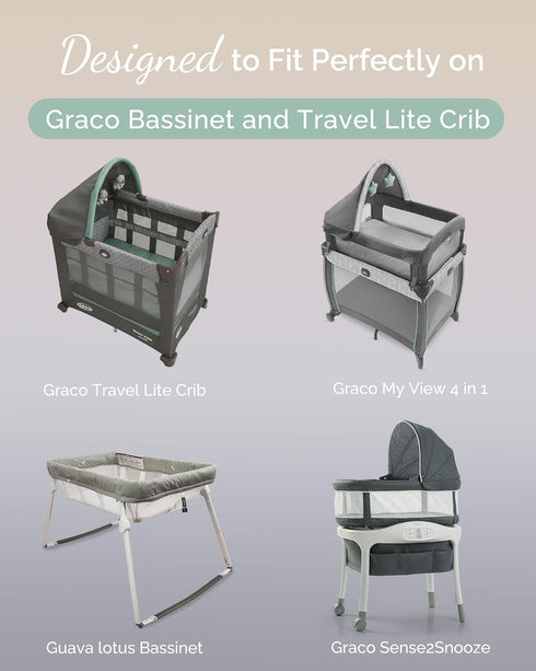 TotCare 20x30 Inch Sense2Snooze, 4 1, 3 Pack Bassinet Sheets for Graco Travel Lite Crib, My View in Dream Suite