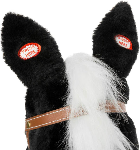 HollyHOME Stick Horse Plush Handcrafted Hobby Horse with Wood Wheels and Real Pony Sounds for Kids, Black 36 Inches