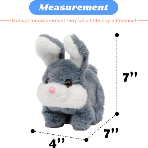 Hopearl Hopping Chubby Rabbit Interactive Electronic Pet Plush Bunny Toy with Sounds and Movements, Animated Walking