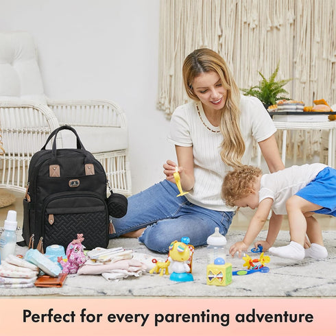 Backpack Pack Dikaslon Diaper Bag with Portable Changing Pad, Pacifier Case and Stroller Straps, Large Unisex Baby Bags