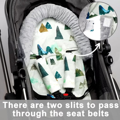 TANOFAR Infant Car Seat Insert and Strap Covers, Minky Carseat Head Support for Boys, Soft Cushion Fit for Car Seats