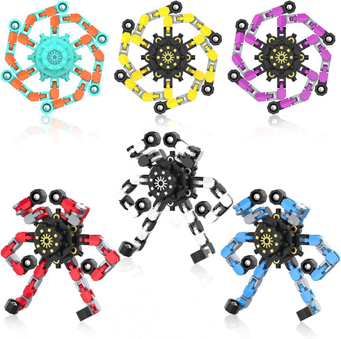 Szcuelz Easter Basket Stuffers 6PC Transformable Fidget Spinner for Kids,Deformable Chain DIY Robot