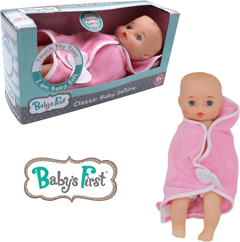 Softina Pink Toy Doll for Baby's First Bathtime, Lifelike Features, Machine Washable, Ages 1+