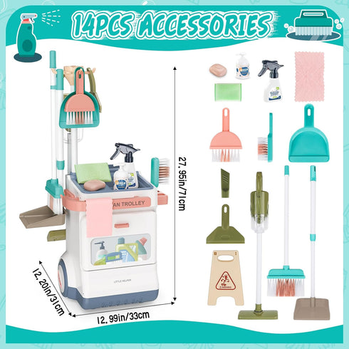 Set, 20 Set 3 4 5+Kids deAO Kids Cleaning PCS Pretend Play Housekeeping Supplies Kit ,Includes Real Working Vacuum