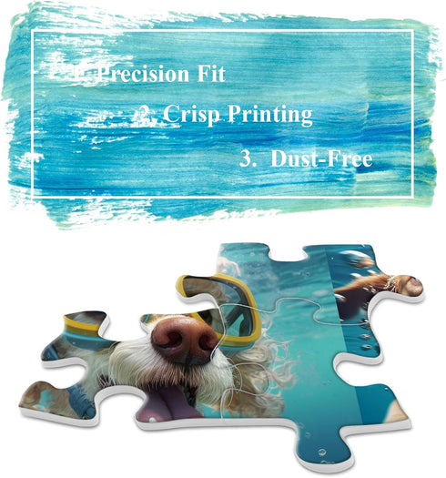 1000 Piece Dog Jigsaw Puzzle for Adults, Funny Silly Puppy Animal Puzzle with Underwater Dogs