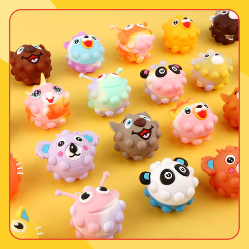24 PACK 3D KissFree Animal Pop Balls Party Favors for Kids, Pop Fidget Balls Toys Bulk, Gifts for Boys & Girls, Goodie