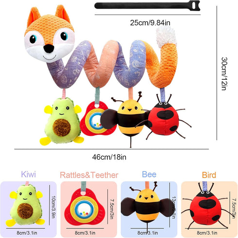 Car Seat Toys for Newborns, Stroller Toys for 0-6 Months with Music Rattles and Teether for Boys Girls