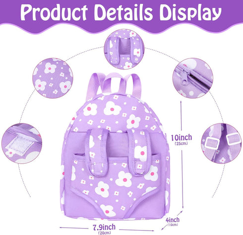 12" Backpack Carrier,12 Inch 3+ UZIDBTO Baby Doll with Flower Pattern Realistic Baby Dolls with Clothes and Accessories