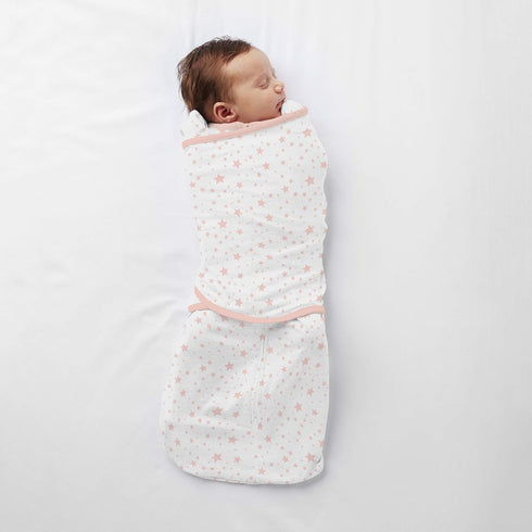 3-in-1 0-4 BreathableBaby Adjustable Soft Premium Cotton Newborn Swaddle Trio Blanket & Wrap, (Infants months) Pink
