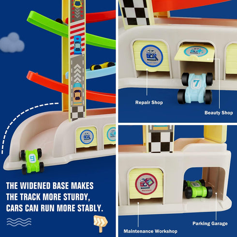 2 3 6 18 Montessori Toys for Year Old Boys Toddlers, Car Ramp Toys with Cars & Race Tracks, Garages and Parking Lots