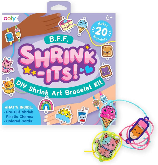 Ooly Shrink-Its! 24 PC DIY Shrinking Art Bracelet Kit, Includes 20 Pre-Cut Charms for Kids