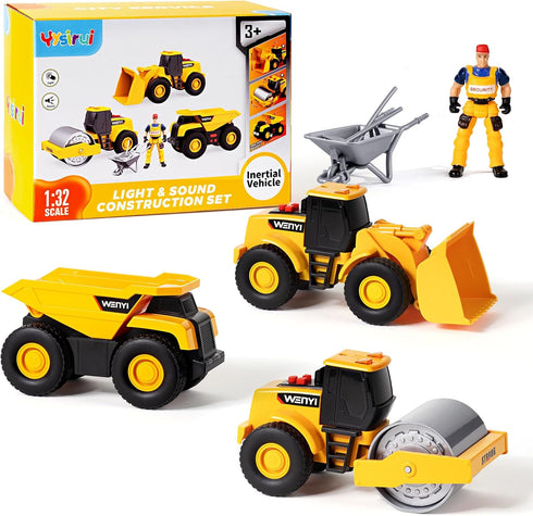YySiRui 5PCS Construction Toys - 5.5-6.3 Inch Toy Trucks Set Includes Dump Truck,