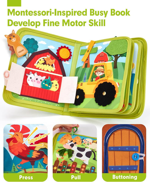 1-3 1 hahaland Busy Book for Toddlers - Montessori Toys Busy Board for Year Old Boy Gifts Girl Toys Educational
