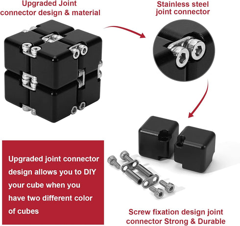 (6 Lifidea Aluminum Alloy Metal Infinity Cube Fidget Cube Colors) Handheld Fidget Toy Desk Toy with Cool Case Infinity