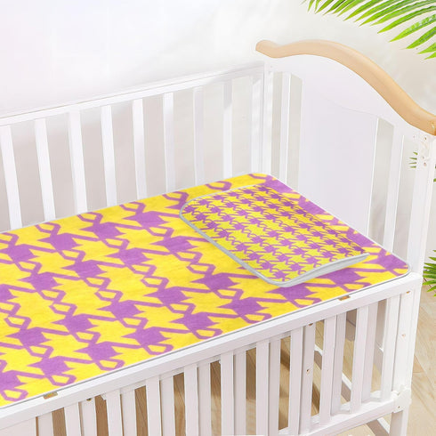SyXIOP 28" 52" Houndstooth Purple Yellow Cooling Baby Crib Mattress Topper x Ultra Soft Bed pad for Kids, Adult