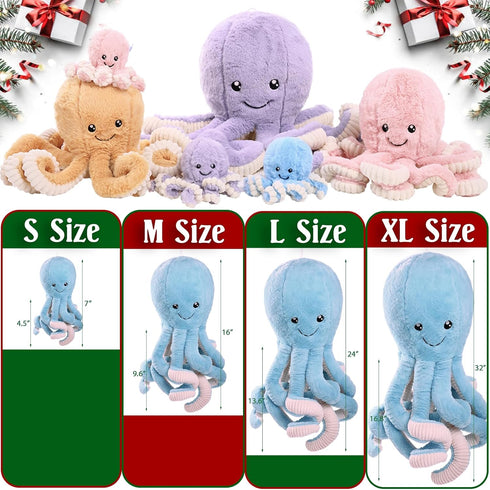 DENTRUN Octopus Stuffed Animals, Giant Plush Doll Play Toys for Kids, Birthday Xmas Halloween Present, 5 Colors