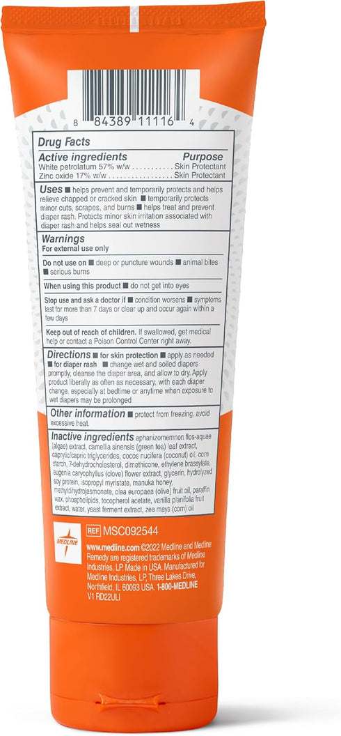 Medline Remedy Clinical Zinc Oxide Paste, Skin Protectant (4 oz Tube), Vanilla Scent, Diaper Rash Cream
