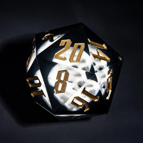 D20 55mm 20 D20 Cusdie Large Dice with Sharp Edges, D&D Sided Dice, Handmade DND Giant for RPG, Table Games(White
