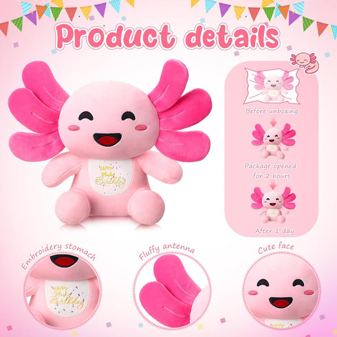 10 Inch Pink Axolotl Plush - Soft Cute Stuffed Animal Pillow for Kids Girls Birthday Gifts, Party Favor, Home Decor