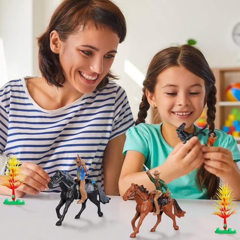 Toddmomy Riding Horse Figurine 4Pcs Action Figure, Western Figurines Toys, Plastic Horse with Rider
