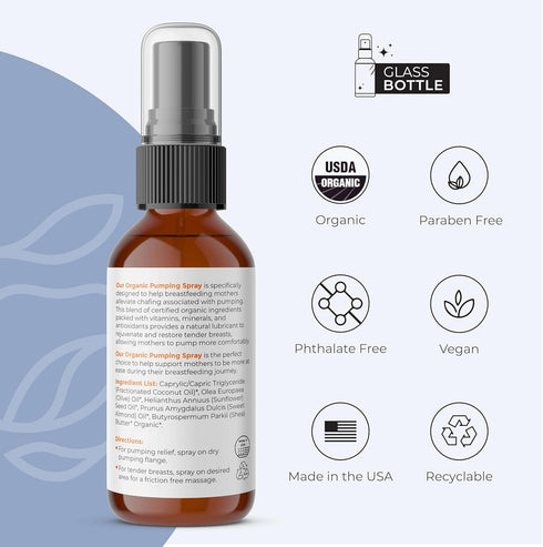 Motherkind Organics (2 oz) Motherkind Pumping Spray, Helps Chafing, Clogged Duct Relief, Lanolin-free Pump Spray Safe