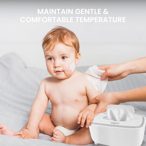 Lulyboo Warm Wipe Dispenser - Baby Wipe Warmer with Adjustable Temperature, Quick-Heating, Soft Silicone Cover