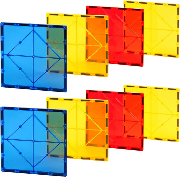 Gemmicc 8 PCS Large Magnetic Tiles, Jumbo Magnet Base Plates, STEM Building Blocks for Kids Boys and Girls