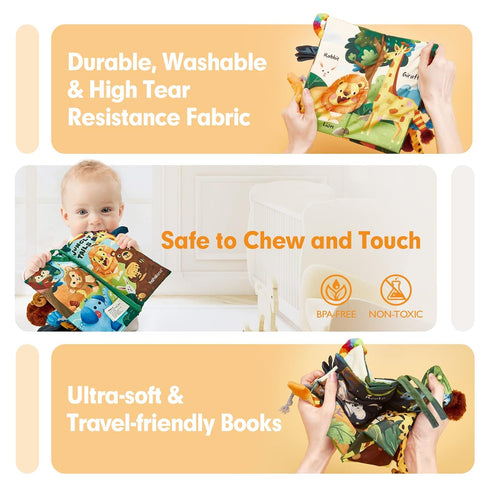 Baby Books for 0-6 Months, High Contrast Sensory Tummy Time Toys, Touch Feel Book for 6-12 Months, Christmas Gift
