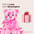 Bearington Collection Heart Teddy Bear Plush, 8.5" Pink Heart-Printed with Satin Bow & Pocket