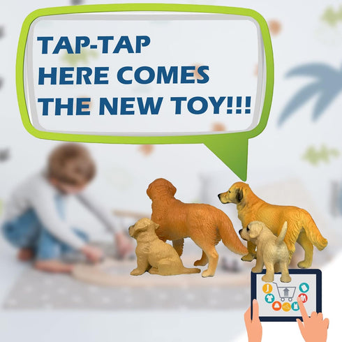 Gemini&Genius Dog Toys for Kids - Golden Retriever Family Playset with Realistic Puppy Action Figures