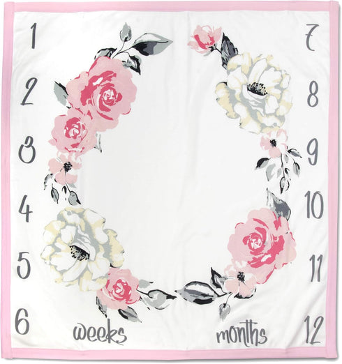Baby Weekly, Monthly Milestone Blanket for Boys & Girls with Month & Week Markers for Swaddling & Photo Props