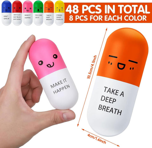 Pharmacy(24 Woanger Vitamin Pill Stress Ball Pill Shaped Foam Motivational Stress Ball for Adults with Smiling Face