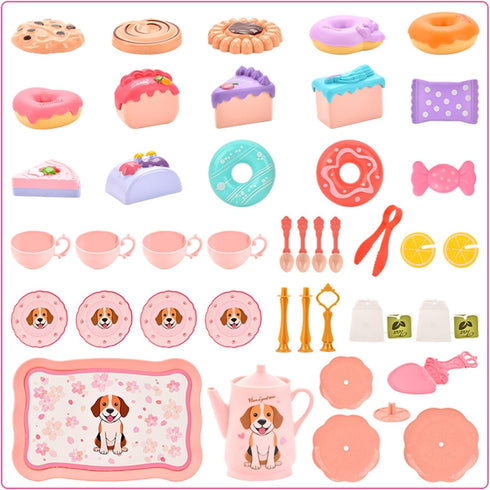 Set 3-8, Lajeje Dog Toys for Kids Plastic Tea Party for Toddlers & Little Girls Ages Puppy-Themed Pretend Play Kitchen