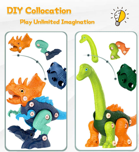HAFUZIYN 4 Pack 3 4 5 6 7 8Year Dinosaur Toys for Kids, Take Apart Dinosaur Toys with Electric Drill for Old Boys