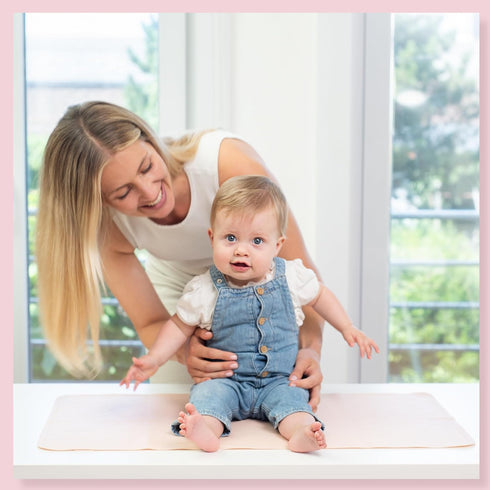 NobleMoms 16"x30" Luxury Vegan Leather Baby Changing Mat - Eco-Friendly, Versatile, Thin & Foldable, Easy-to-Clean