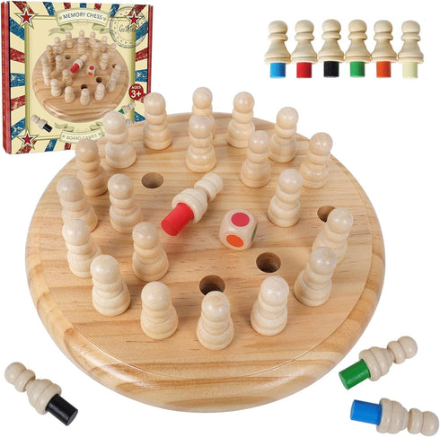 Wooden Memory Match Stick Chess Game - Color Memory Chess, Funny Block Board Game, Educational Toy for Boys and Girls