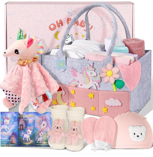 Coralogo Baby Shower Gift Basket - Baby Gift Set with Diaper Caddy,