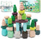 40 PCS Wooden Stacking Rocks Building Blocks, Forest Theme Sensory Learning Montessori Toys for Kids