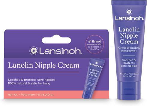 Lansinoh Lanolin Nipple Cream Safe for Breastfeeding Baby, 100% Natural Nipple Butter,